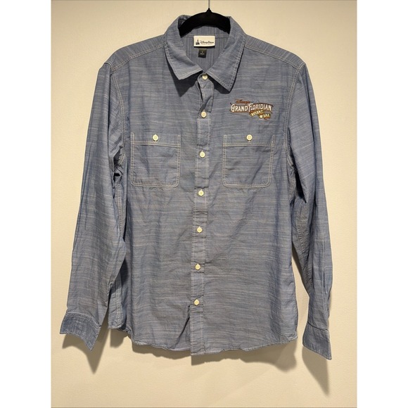 Disney Parks Tops - Disney Parks Grand Floridian Resort & Spa Blue Cotton Button Down Shirt Small